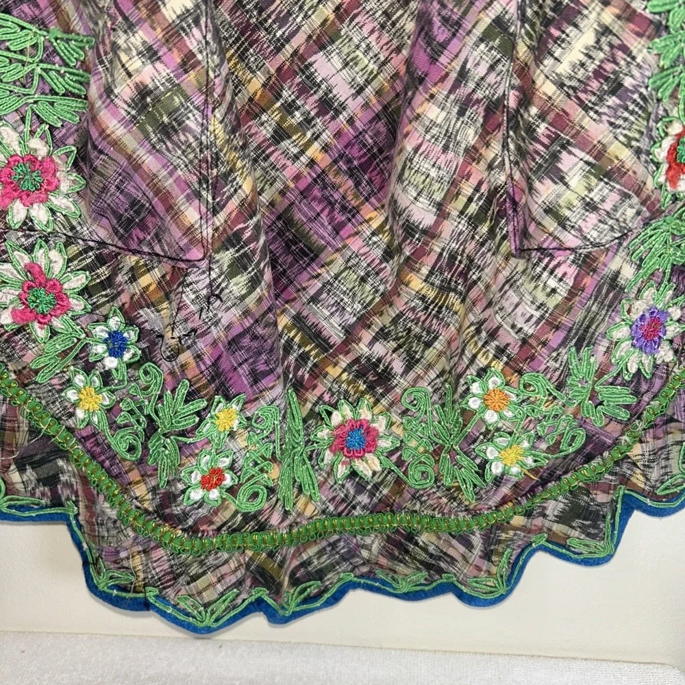 Vintage Embroidered Apron Womens Floral Guatemalan Folk‎ Costume 90s Handcrafted
